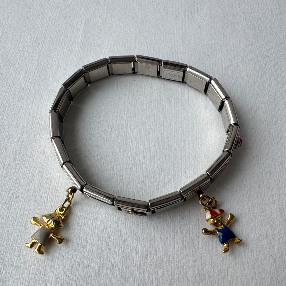 Vintage Italy Uberry Grandma Gift Expansion Charm Bracelet Silver Tone Links